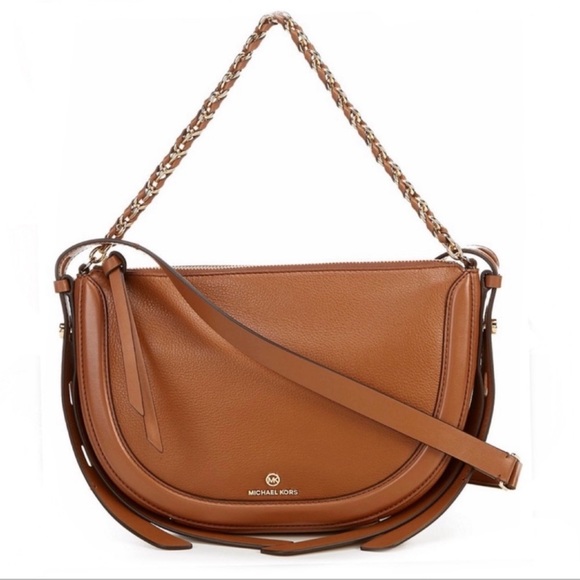 Michael Kors Jagger Messenger Crossbody MK Small Shoulder Bag Tan Brown - Picture 1 of 16